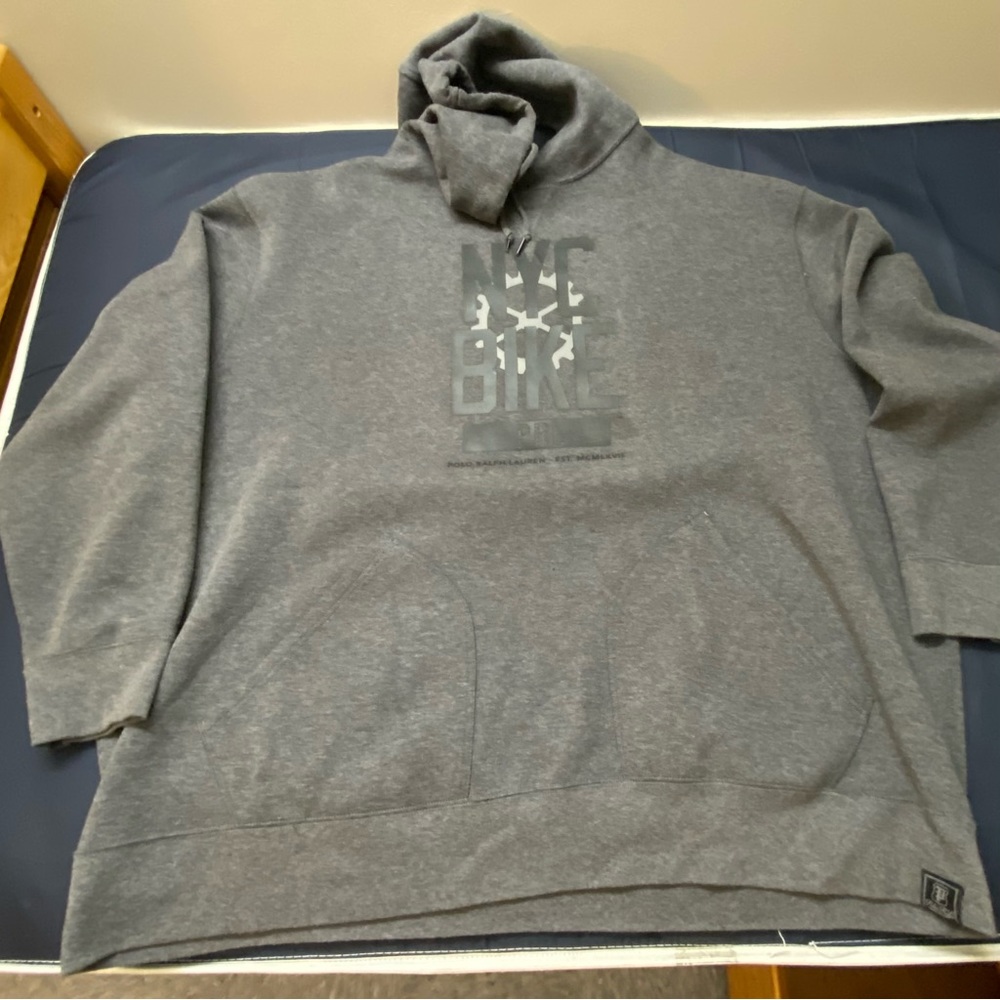Vintage NYC Bike Polo Ralph Lauren Hoodie Dark Gray Charcoal Size 4XB